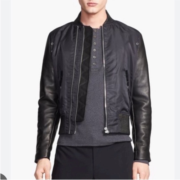 The Kooples Other - THE KOOPLES Double Zip Leather Arm Bomber Jacket Size Medium